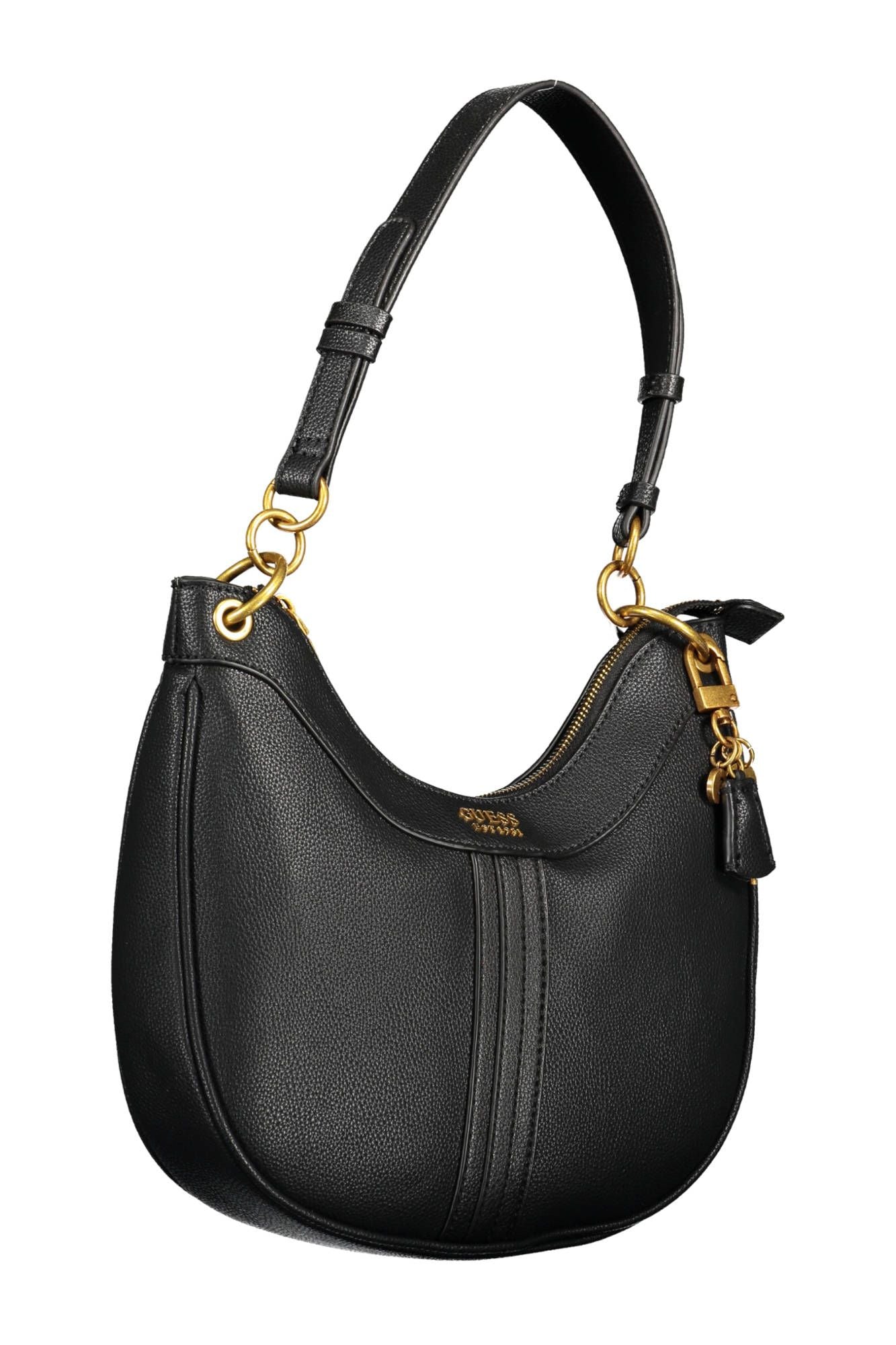 Elegant Black Shoulder Bag with Contrasting Details