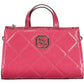Chic Pink Polyurethane Handbag with Logo Detail