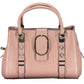 Chic Pink Polyurethane Handbag with Multiple Compartments