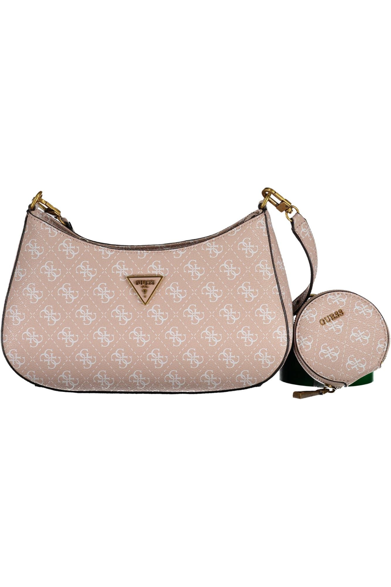 Chic Pink Polyurethane Handbag with Coin Purse