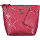 Chic Pink Polyurethane Shoulder Bag