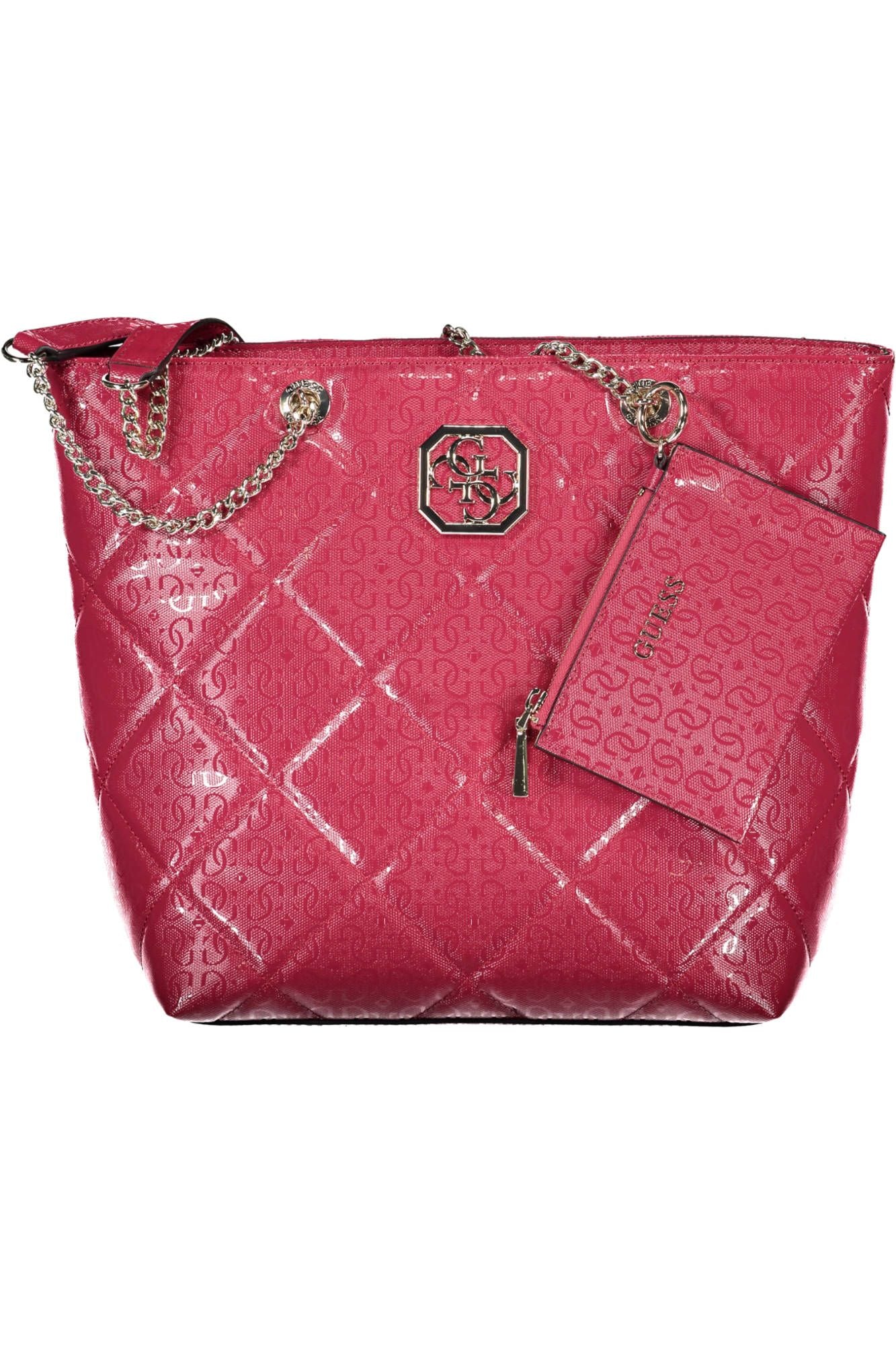 Chic Pink Polyurethane Shoulder Bag