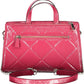 Chic Pink Polyurethane Handbag with Logo Detail