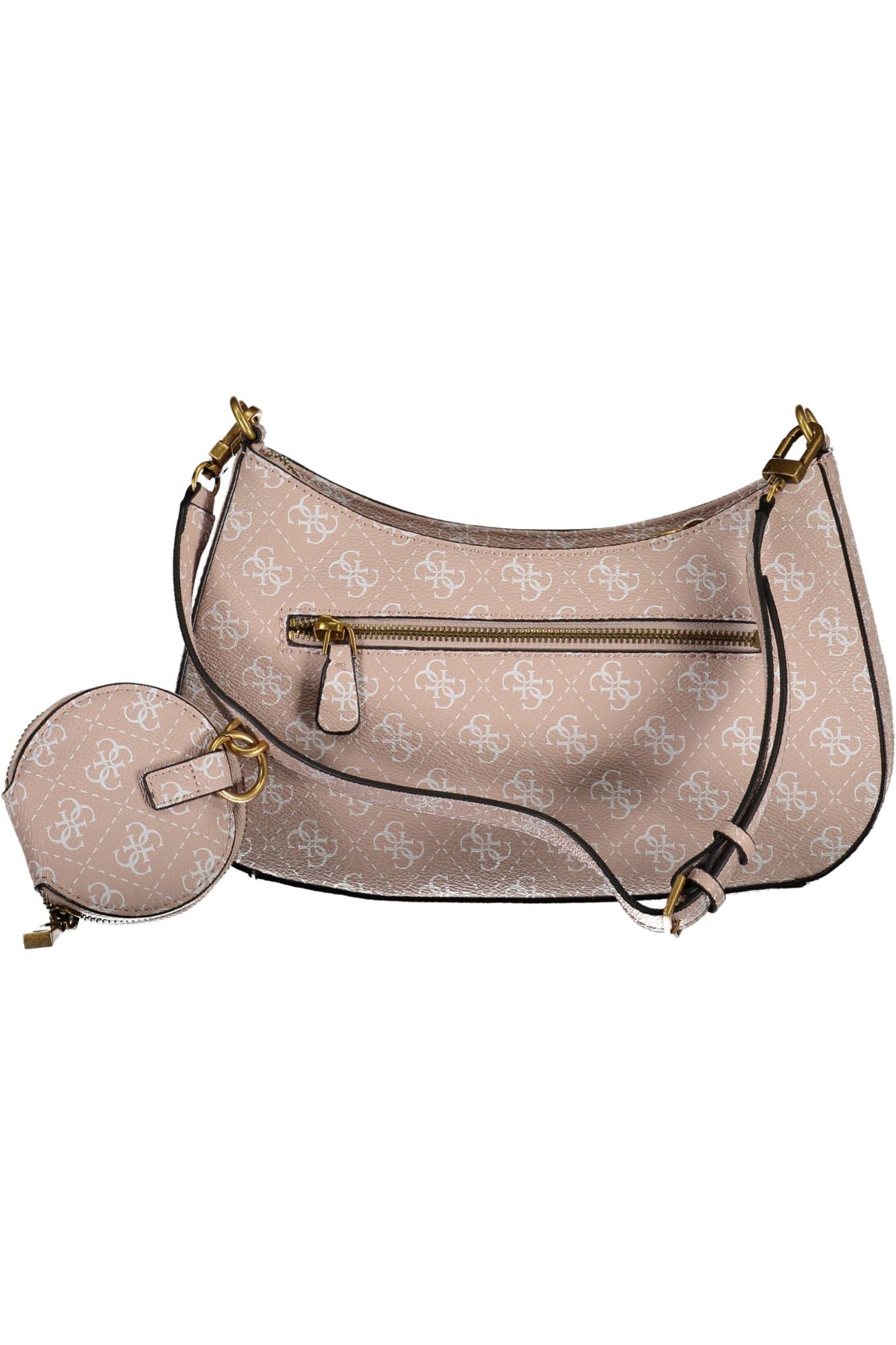 Chic Pink Polyurethane Handbag with Coin Purse