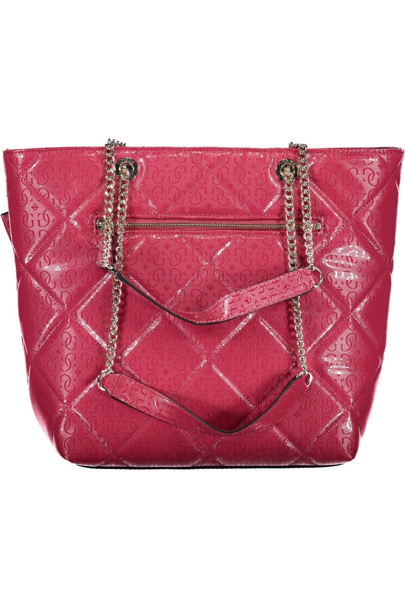 Chic Pink Polyurethane Shoulder Bag