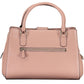 Chic Pink Polyurethane Handbag with Multiple Compartments