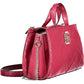 Chic Pink Polyurethane Handbag with Logo Detail