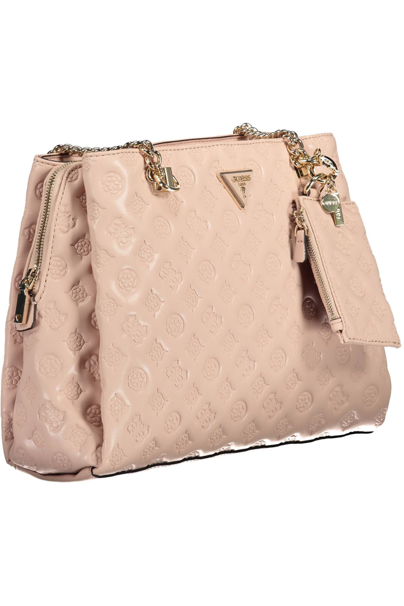 Chic Pink Polyurethane Chain-Handle Bag