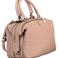 Chic Pink Satchel with Contrasting Details
