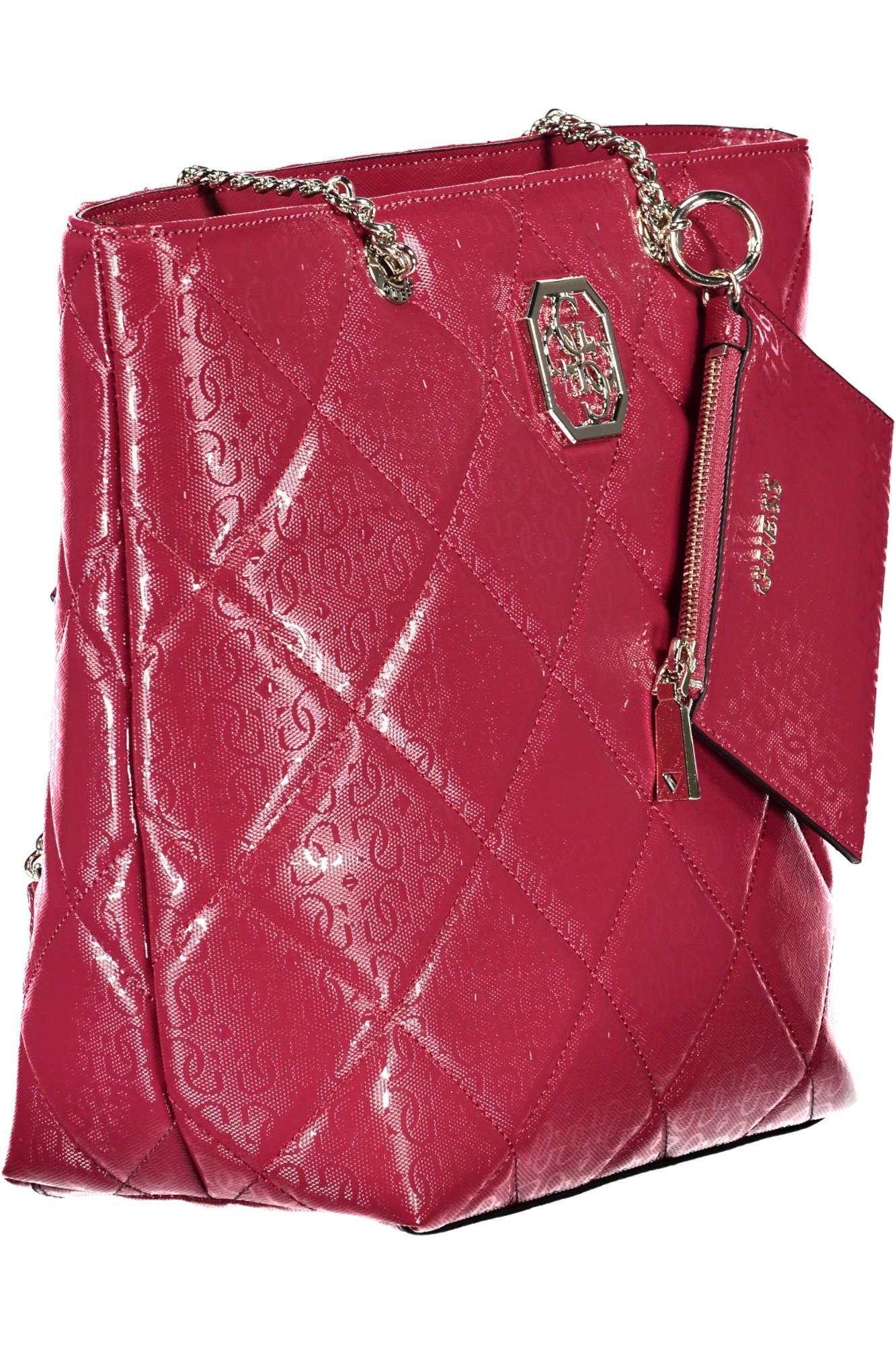 Chic Pink Polyurethane Shoulder Bag