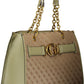 Elegant Green Polyester Handbag with Logo Detail
