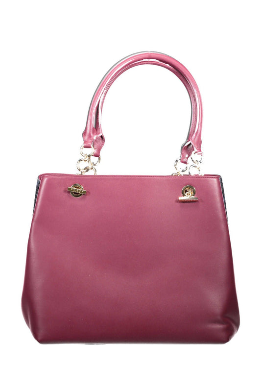 Elegant Purple Leather Handbag with Logo Detail