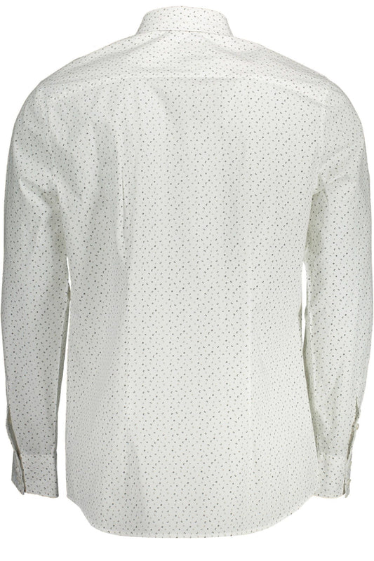 Sleek White Cotton Slim Shirt with Italian Collar