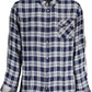 Chic Blue Viscose Long Sleeve Men's Shirt