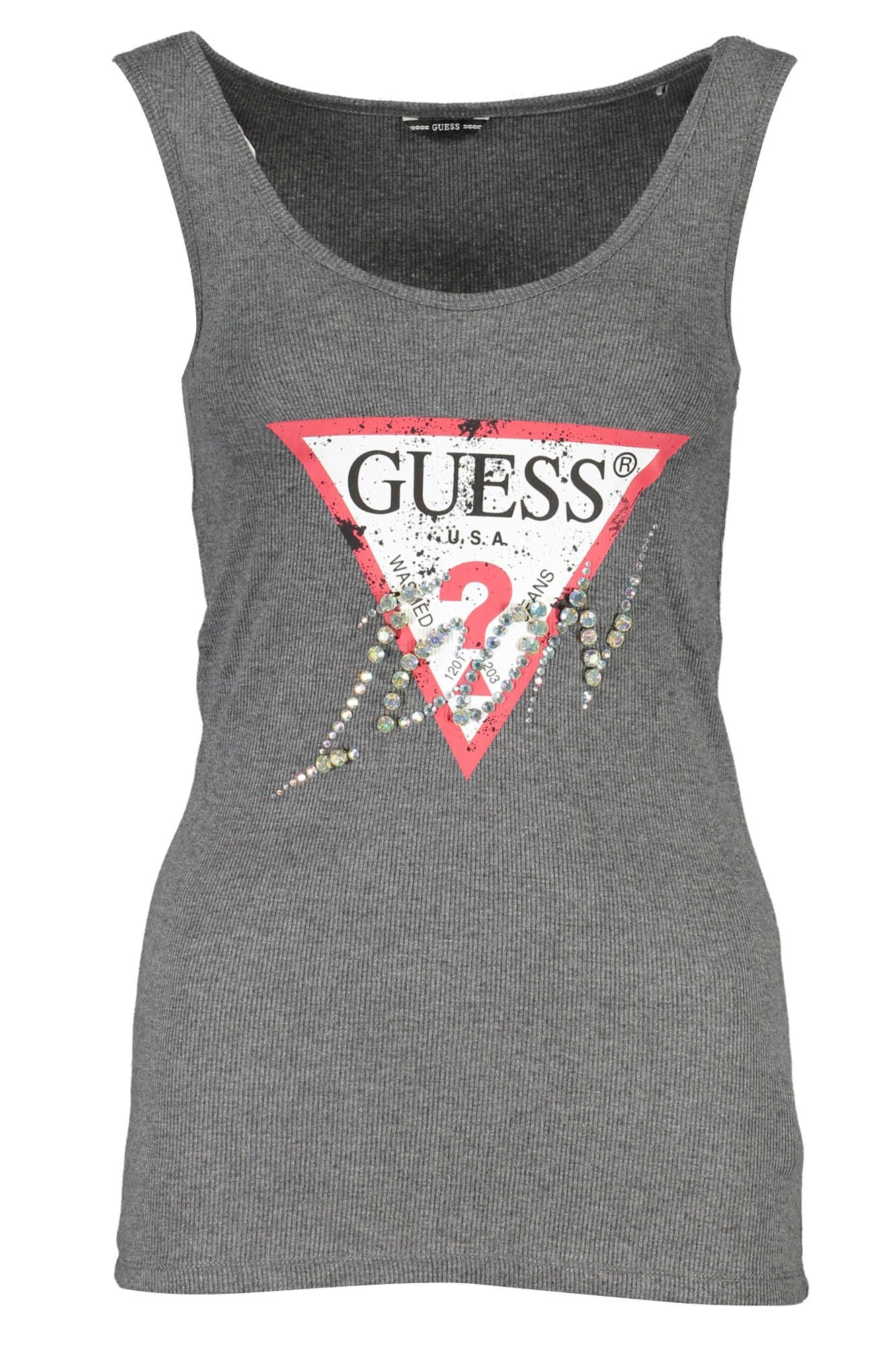 Chic Gray Rhinestone Tank Top