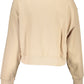 Chic Beige Round Neck Logo Print Sweatshirt