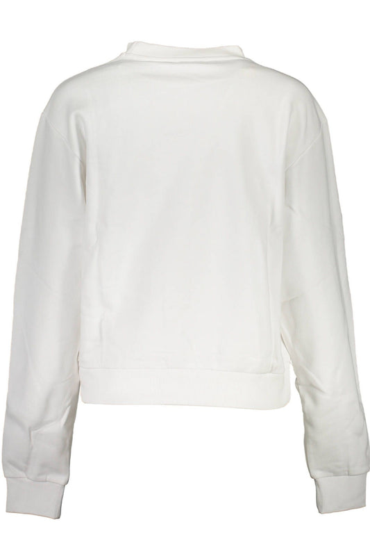 Chic White Printed Sweatshirt with Rhinestones