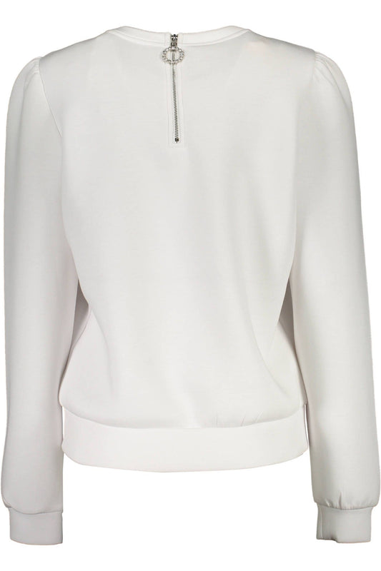 Elegant White Logo Sweater with Back Zip Detail