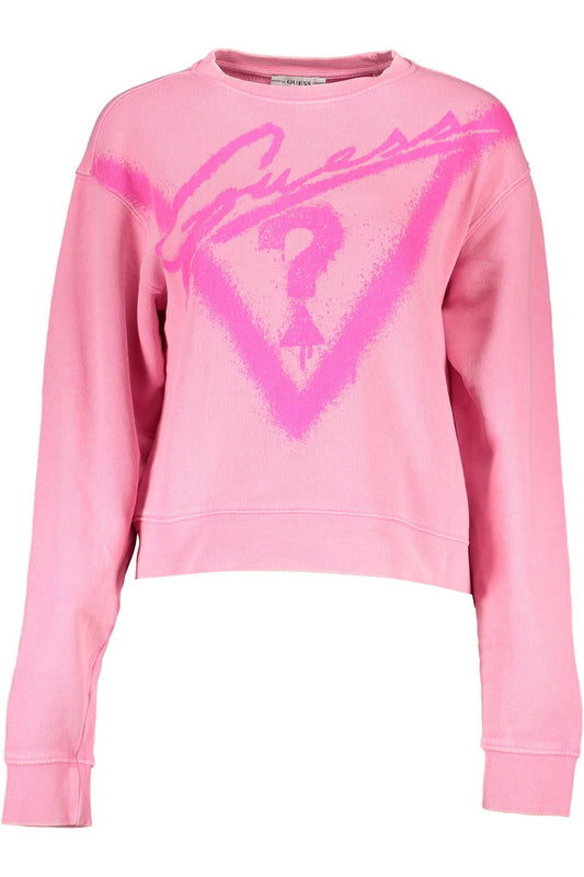 Chic Pink Cotton Sweatshirt with Contrasting Logo