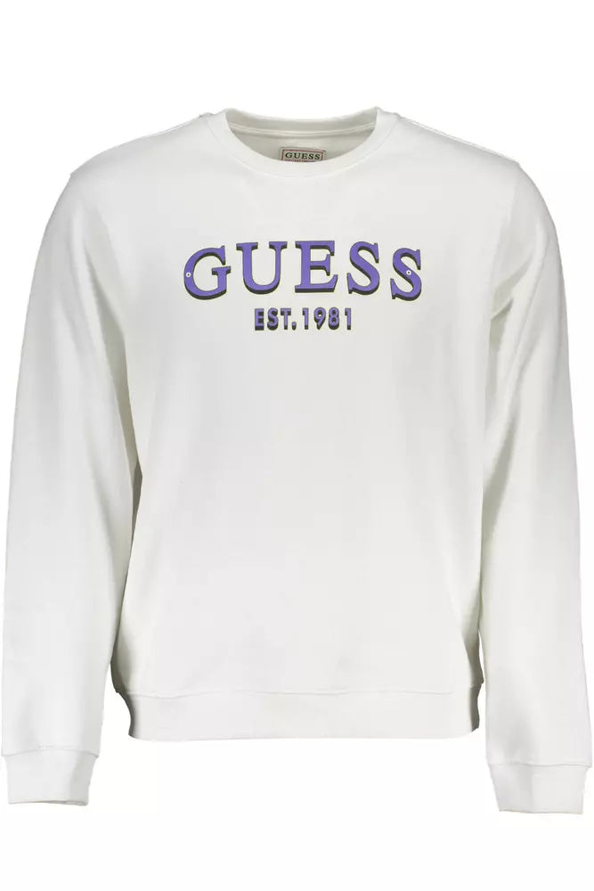 Sleek White Crew-Neck Logo Sweatshirt