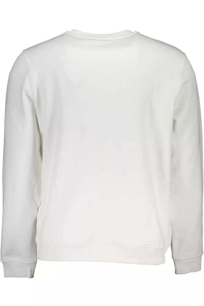 Sleek White Crew-Neck Logo Sweatshirt