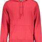 Red Cotton Hoodie with Central Pocket and Logo