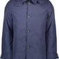 Sleek Blue Cotton Jacket with Removable Hood