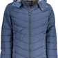 Chic Blue Long-Sleeved Jacket with Removable Hood