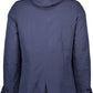 Sleek Blue Cotton Jacket with Removable Hood