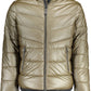 Chic High Collar Green Jacket with Logo Detail