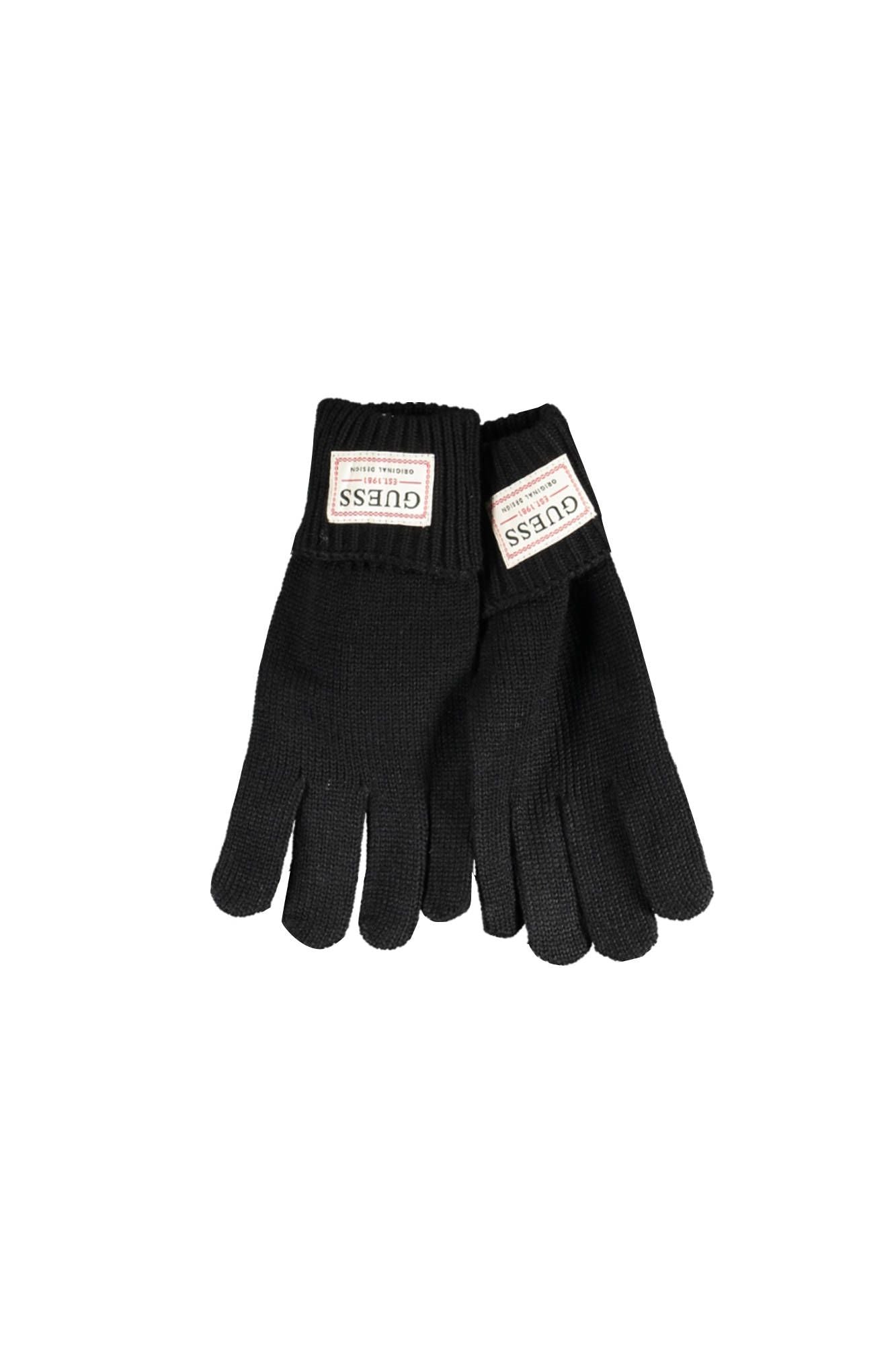 Chic Woolen Black Gloves with Iconic Logo