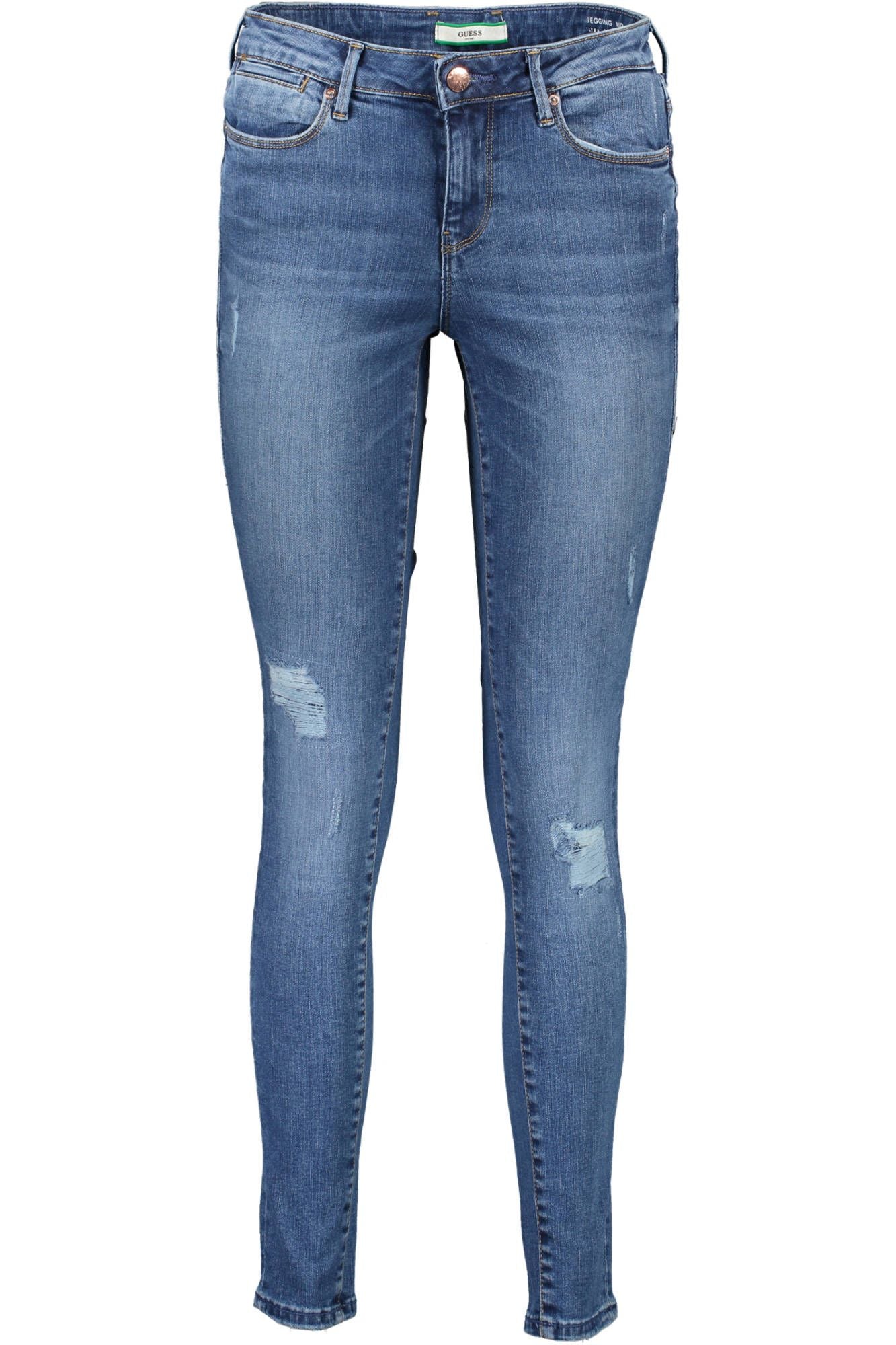 Chic Faded Blue Cotton Denim Jeans