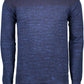 Chic Blue Cotton Sweater with Contrasting Detail