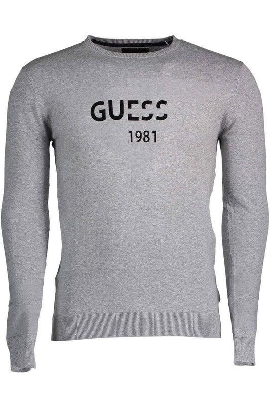 Sleek Gray Cotton Sweater with Logo