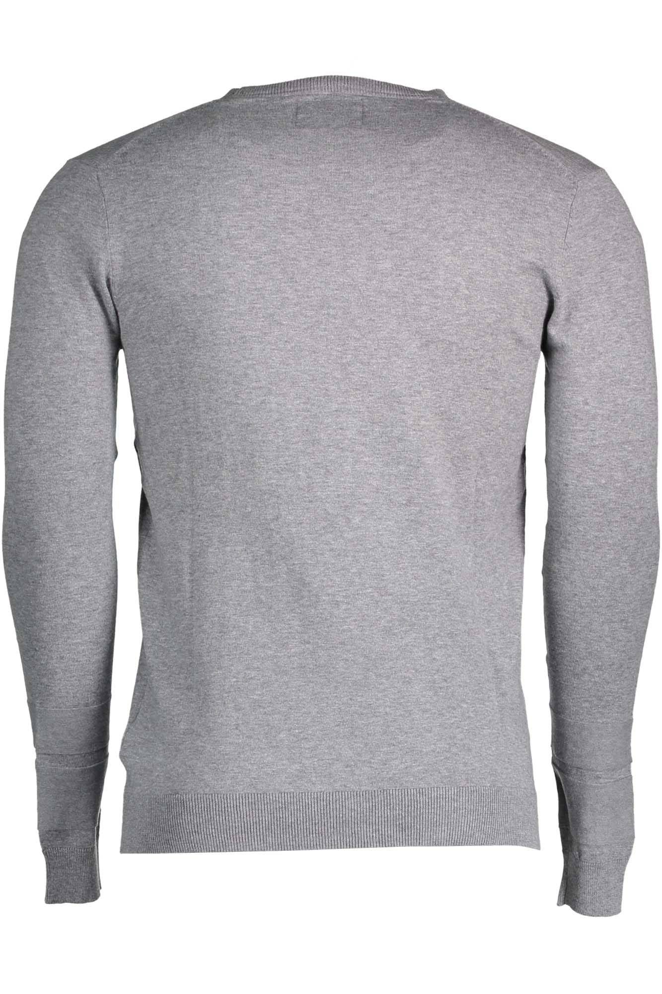 Sleek Gray Cotton Sweater with Logo