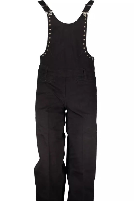 Chic Black Denim Dungarees with Stud Detailing