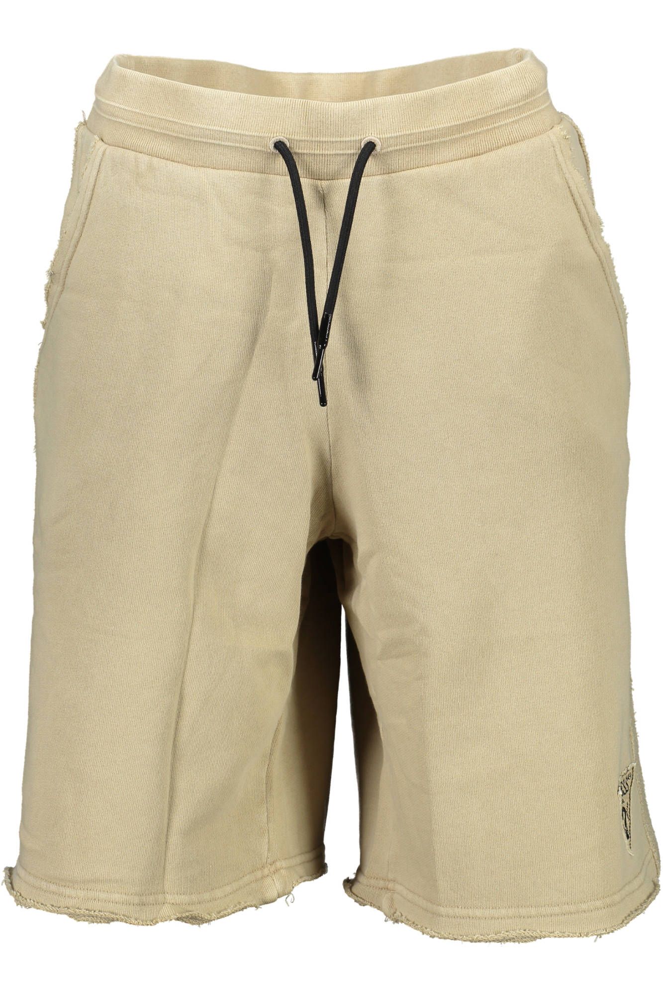 Beige Cotton Bermuda Shorts with Logo Detail