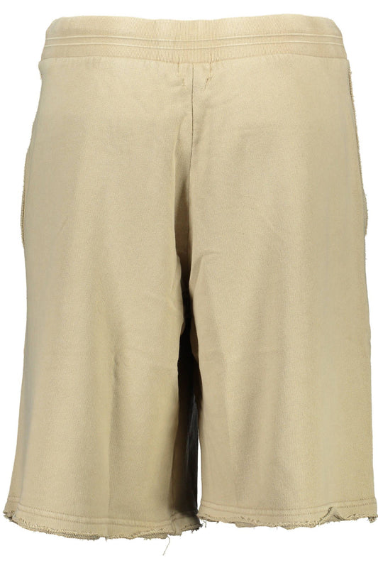 Beige Cotton Bermuda Shorts with Logo Detail