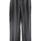 Chic Black Polyester Trousers with Logo Detail