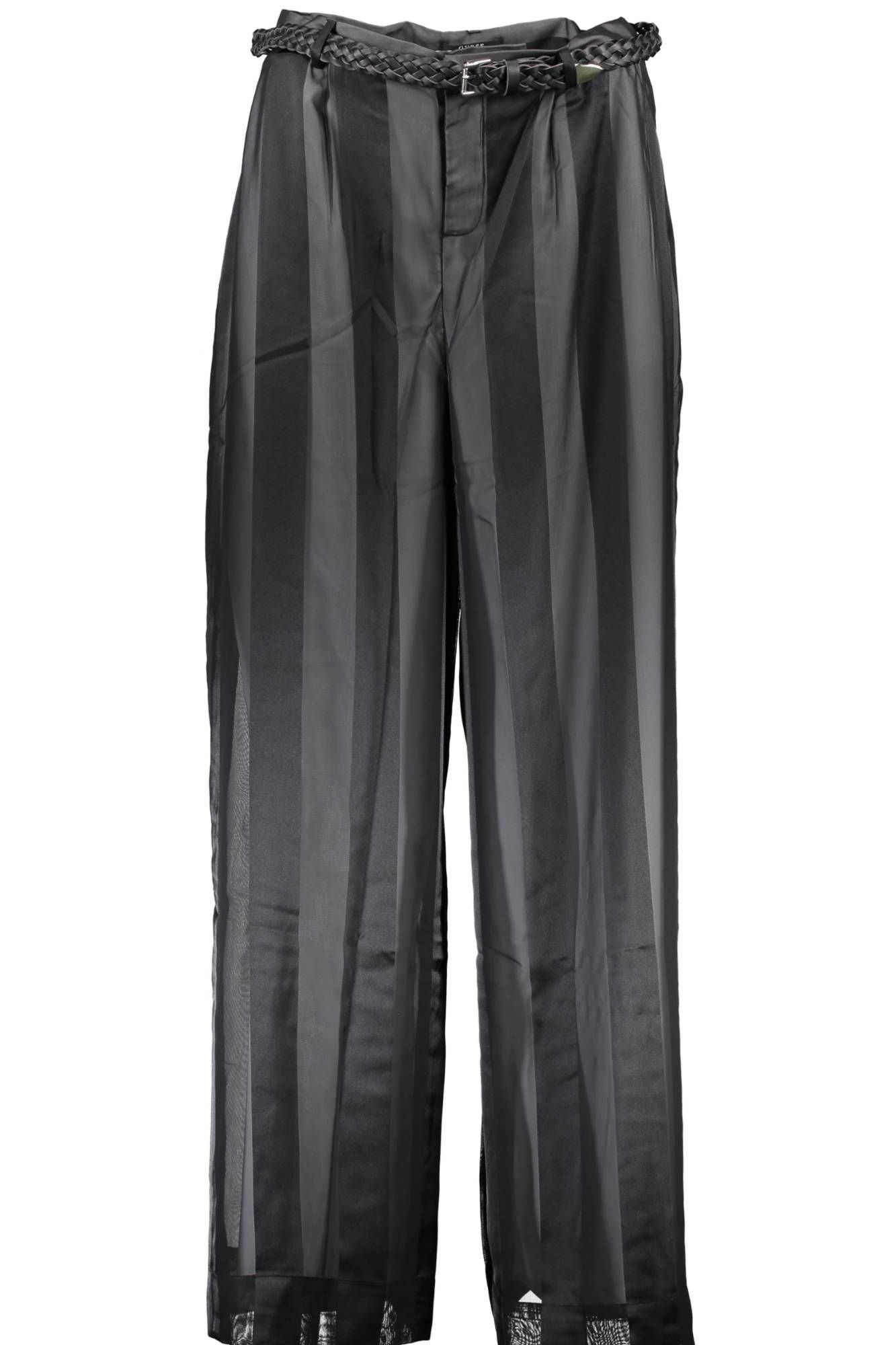 Chic Black Polyester Trousers with Logo Detail