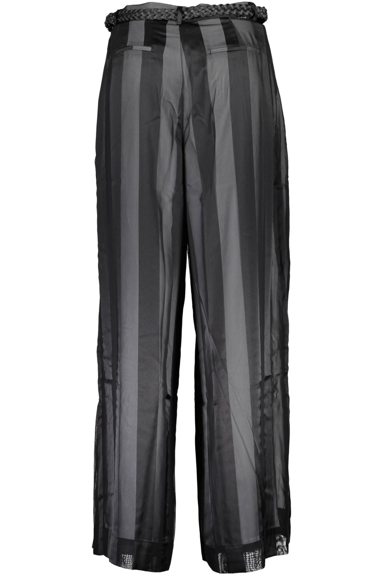 Chic Black Polyester Trousers with Logo Detail