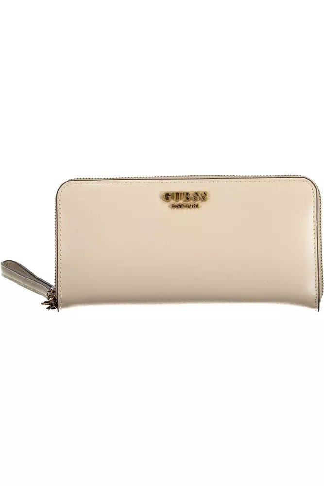 Beige Designer Wallet with Multiple Compartments