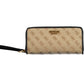 Chic Beige Zip Wallet with Contrasting Details