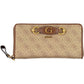 Elegant Beige Tri-Fold Wallet with Coin Purse