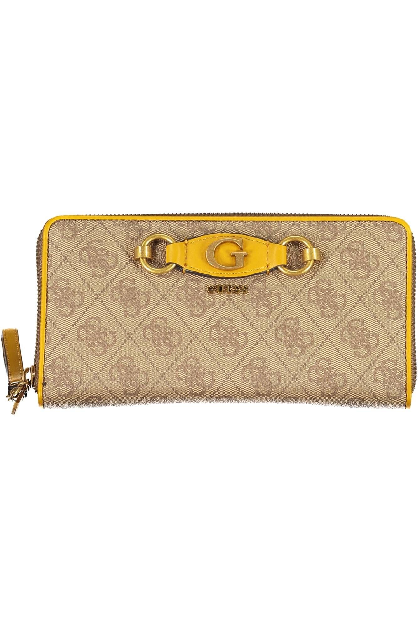 Elegant Beige Tri-Fold Wallet with Coin Purse