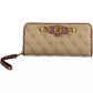 Beige Zip Wallet with Coin Purse and Card Slots