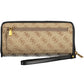 Chic Beige Zip Wallet with Contrasting Details