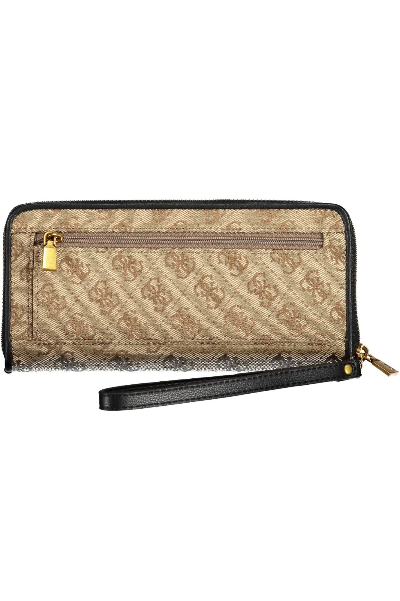 Chic Beige Zip Wallet with Contrasting Details