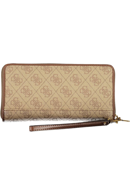 Elegant Beige Tri-Fold Wallet with Coin Purse