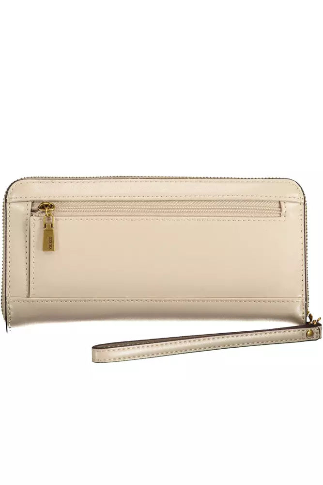 Beige Designer Wallet with Multiple Compartments